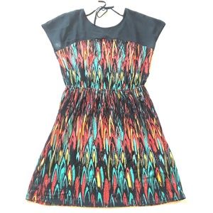 Mac + Jac Short Sleeve Mini Dress Multi Color Abstract